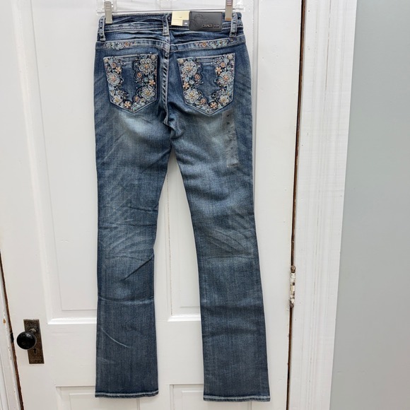 NWT Grace in LA Boot Cut Jeans Embellished Rhinestone Floral Womens 25 tall long - Picture 5 of 8